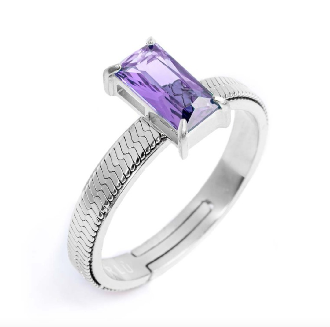 Acquista ora Marlù - ANELLO CON CRISTALLO BAGUETTE VIOLA ACCIAIO | Alba Gioielli Acquista ora Marlù - ANELLO CON CRISTALLO BAGUETTE VIOLA ACCIAIO | Alba Gioielli