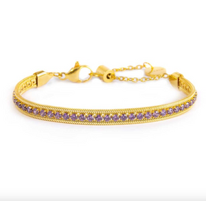 Bracciale tennis zirconi baguette catena snake squadrata - Marlù