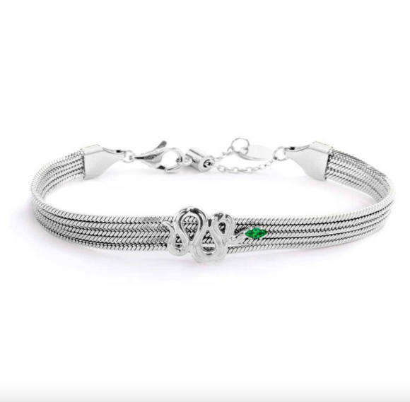 Bracciale catena multifilo con serpente e zircone - Marlù