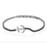 Bracciale uomo con ancora e cristalli - Ridge