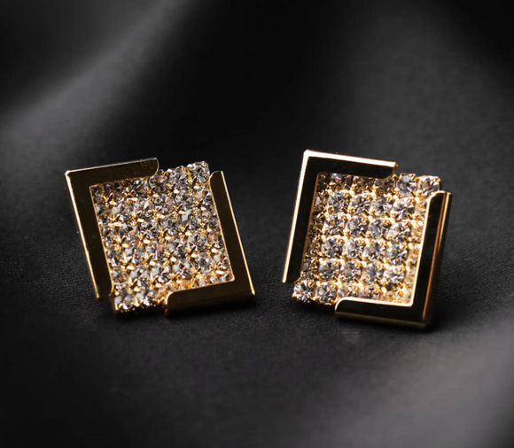 Orecchini Quadrati in Ottone Pavè di Strass - Diamond Accessori