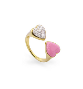 Anello double cuore choco/berry - Rue Des Mille