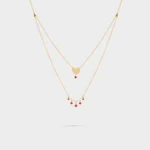 Girocollo double cuore e punti luce pendenti - Rue Des Mille