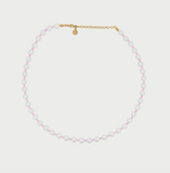 Girocollo Perla e zirconi milky rosa