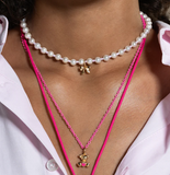 Girocollo Perla e zirconi milky rosa