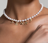 Girocollo Perla e zirconi milky rosa