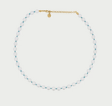 Girocollo Perla e zirconi milky turchesi