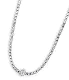 COLLANA TENNIS CHOKER ZIRCONI BIANCHI E ZIRCONE BAGUETTE CENTRALE ACCIAIO