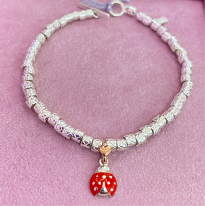 Ciondolo a forma di coccinella per braccialetti Pandora in argento Sterling 925, per il giardino ed elfi, in argento Sterling, smaltato Ciondolo a forma di coccinella per braccialetti Pandora in argento Sterling 925, per il giardino ed elfi, in argento Sterling, smaltato