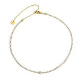 COLLANA TENNIS CHOKER ZIRCONI BIANCHI E ZIRCONE BAGUETTE CENTRALE ACCIAIO