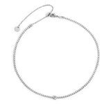 COLLANA TENNIS CHOKER ZIRCONI BIANCHI E ZIRCONE BAGUETTE CENTRALE ACCIAIO